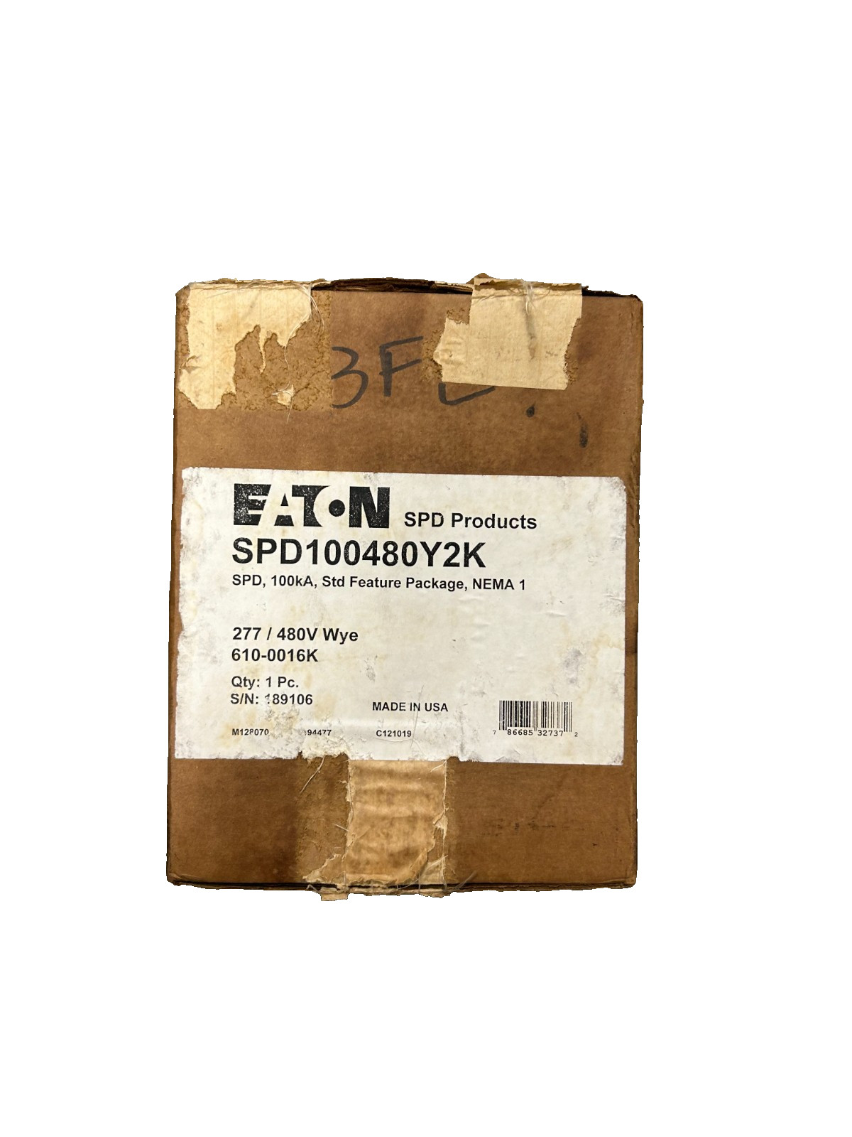 Eaton SPD100480Y2K Surge Protection Device Nema Size 1 277/480V 100kA