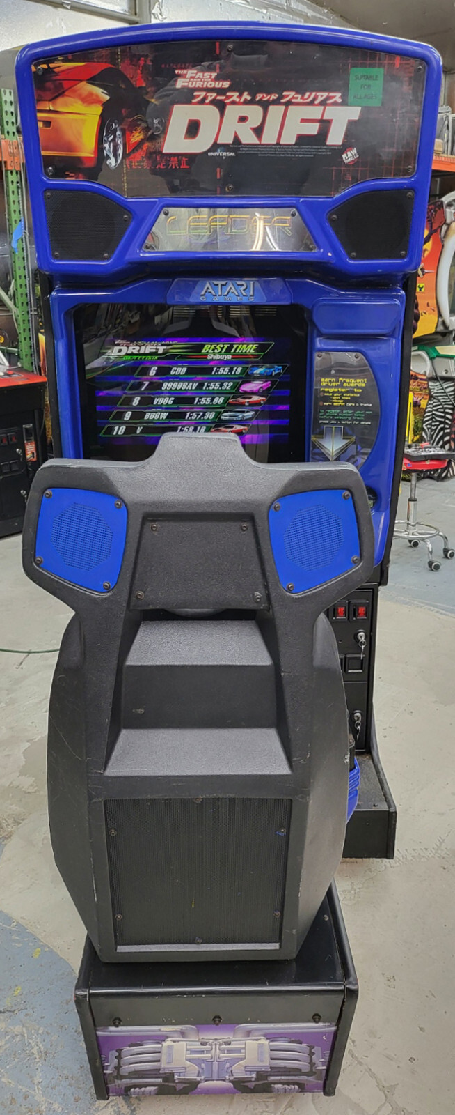 Fast and Furious DRIFT Sit Down Arcade Driving Video Game Machine - 22" LCD