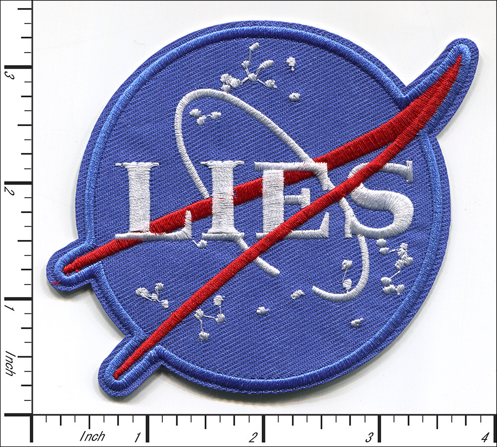 20 Pcs Embroidered Iron on patches  Flat Earth, LIES  110x80mm AP038fL
