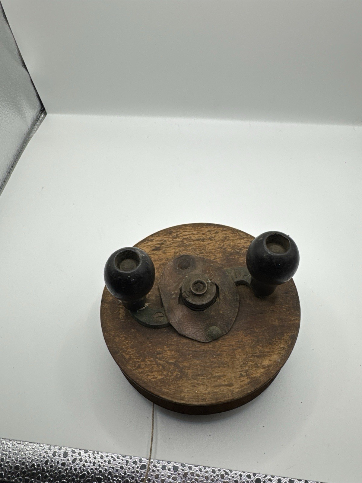 Antique Good Luck Horseshoe & fish wood & brass sidewinder fishing reel