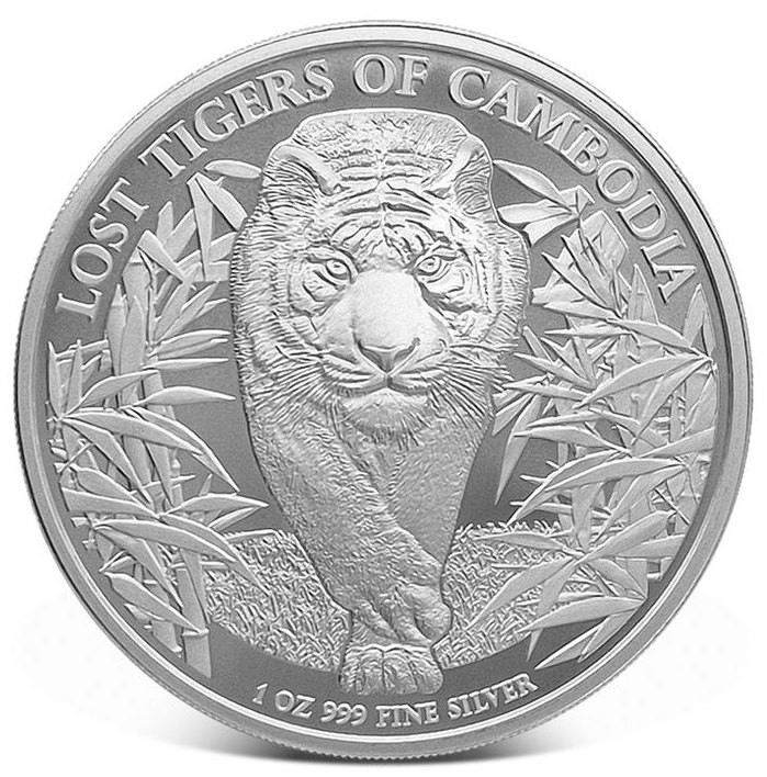 2026 Cambodia Lost Tigers BU 1 oz Silver Coin in capsule