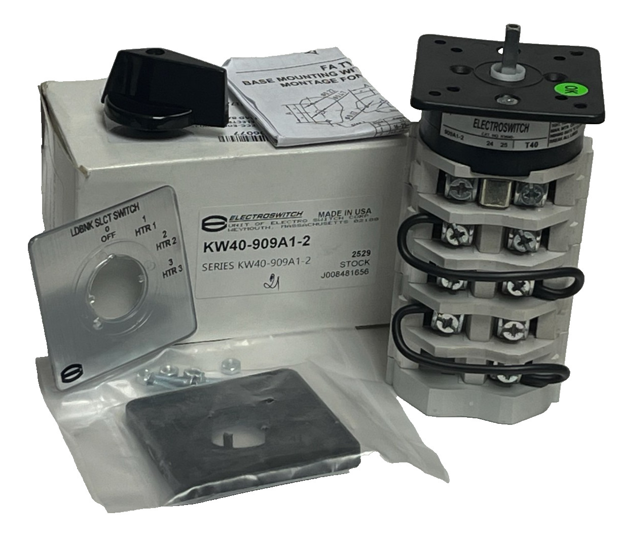 Electroswitch KW40-906A1-2 | KW40 Cam-Actuated Rotary Switch | 40A 600VAC