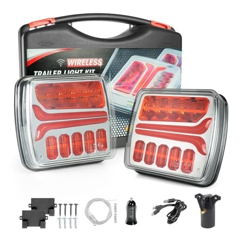 Magnetic Wireless LED Trailer Lights Kit - IP67 Waterproof, Rechargeable Brake &