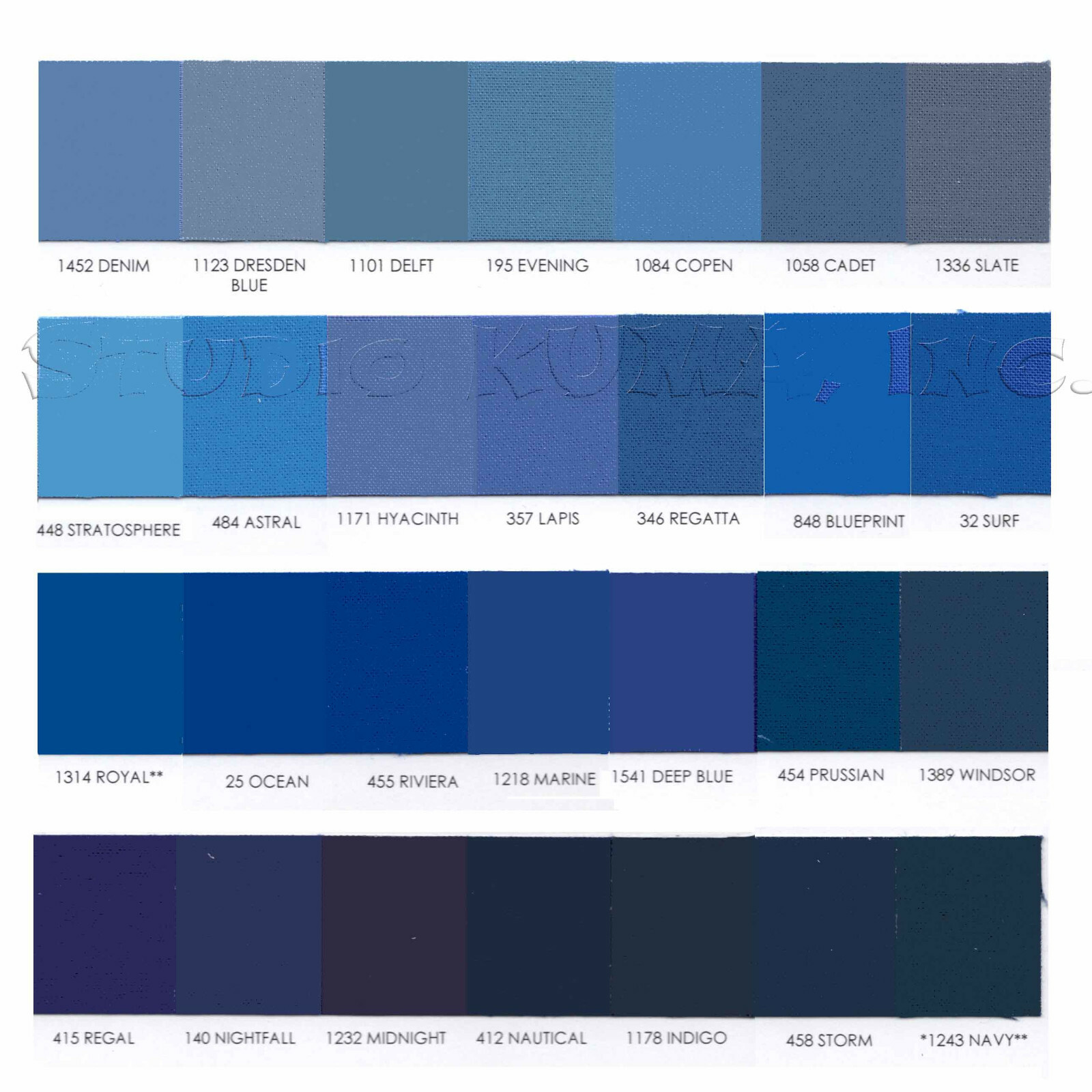 ROBERT KAUFMAN "KONA COTTON SOLID" Blue #1 by the 1/2 yard