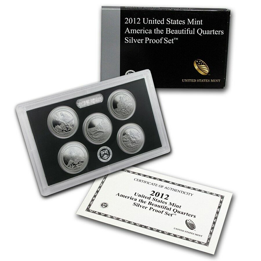2012 S United States America The Beautiful Quarters Silver Proof Coin Set OGP