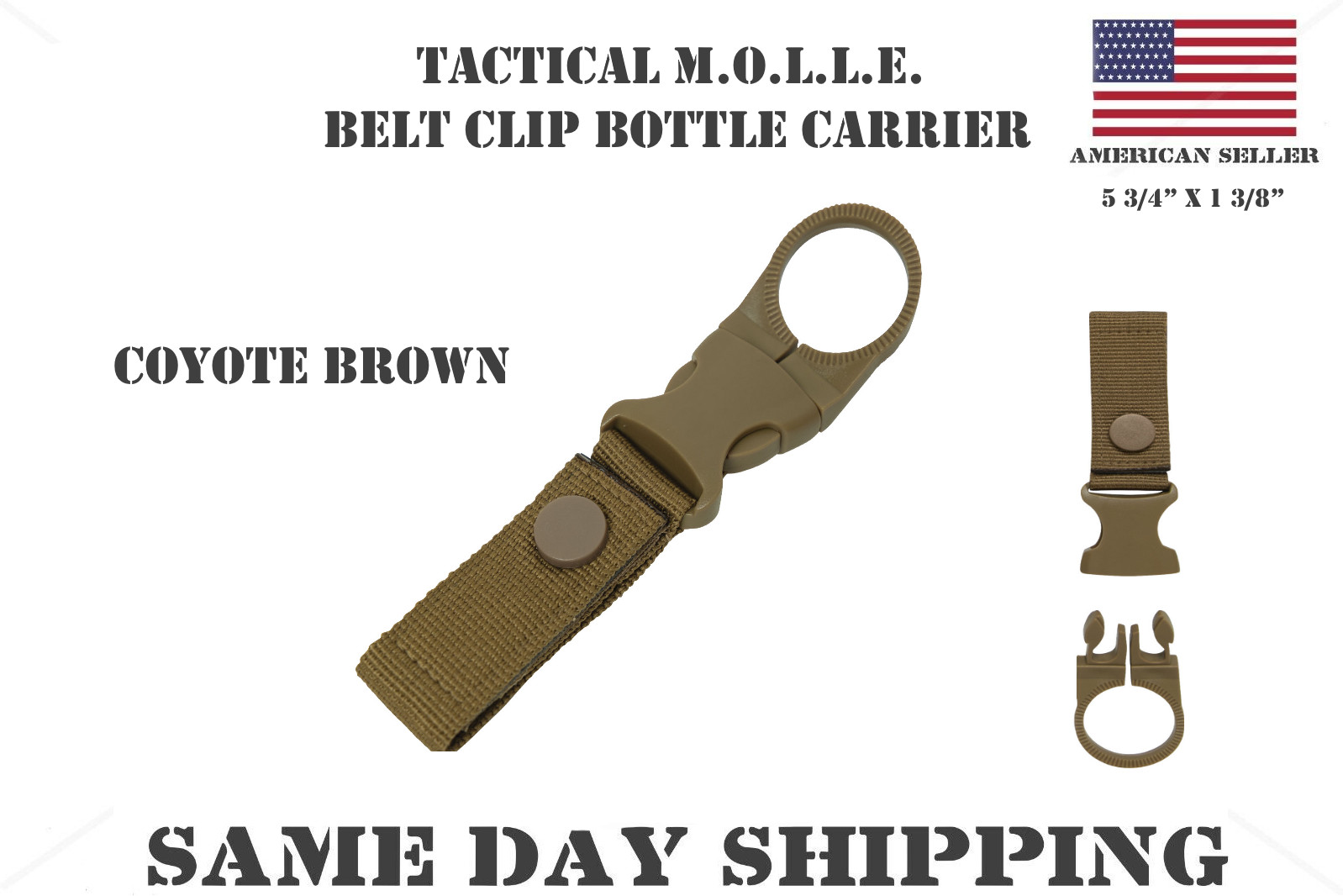 Coyote Brown Tactical MO.L.L.E. Compact Belt Clip Bottle Carrier