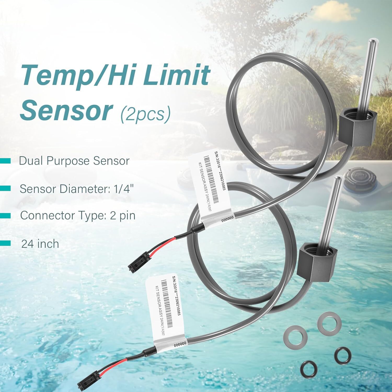 2-Pack Temp/Hi Limit Sensor Assembly for Balboa M7/LE/Value Spa Heater M7 System