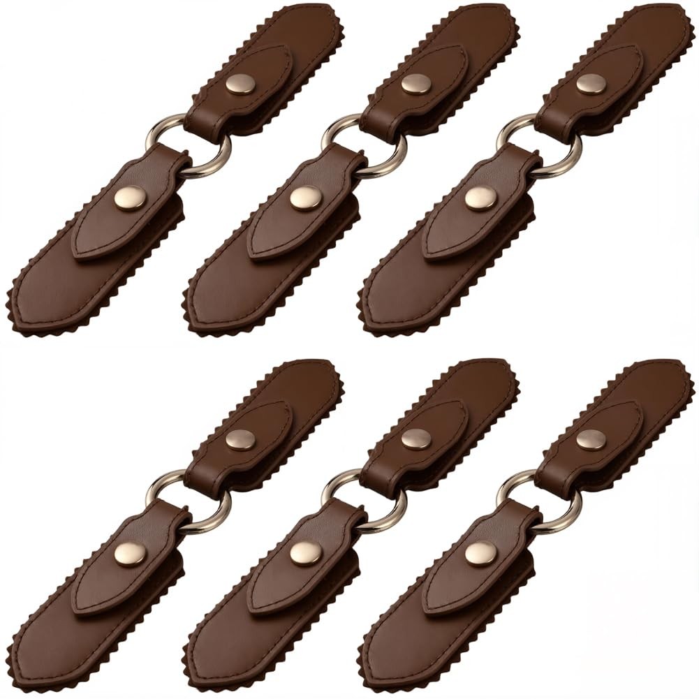 6PCS PU Leather Cloak Clasp Fasteners Sew On Toggles Closures Brown Leather B...