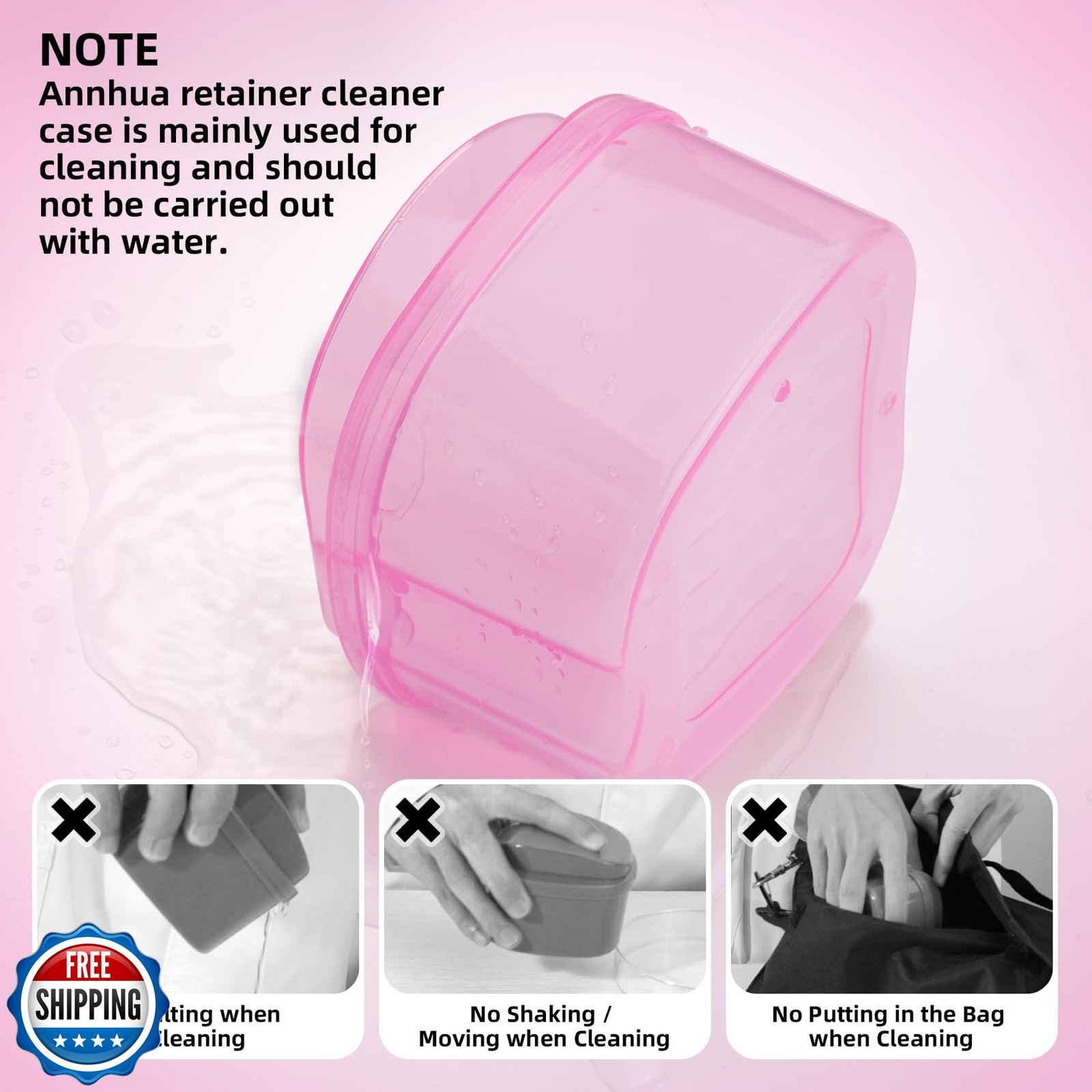 Dental Orthodontic Retainer Container Cleaning Case,Denture Bath Box Case Cup
