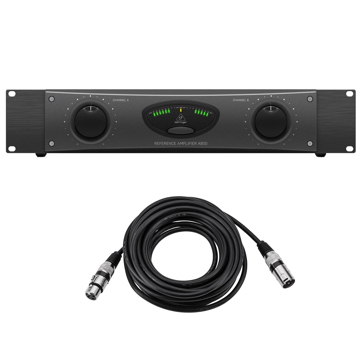 Behringer A800 Professional 800W Reference-Class Power Amplifier, Bundle with 25