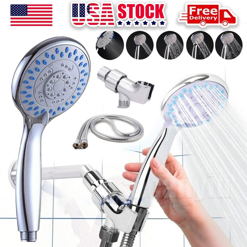 5 Settings High Pressure Shower Head Handheld Shower Heads Spray With 5 FT Hose