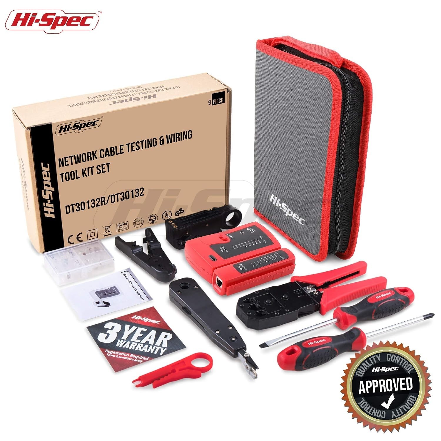 Beginner-Friendly Network Testing & Crimping Tools – 9-Piece Kit in Zipper Case
