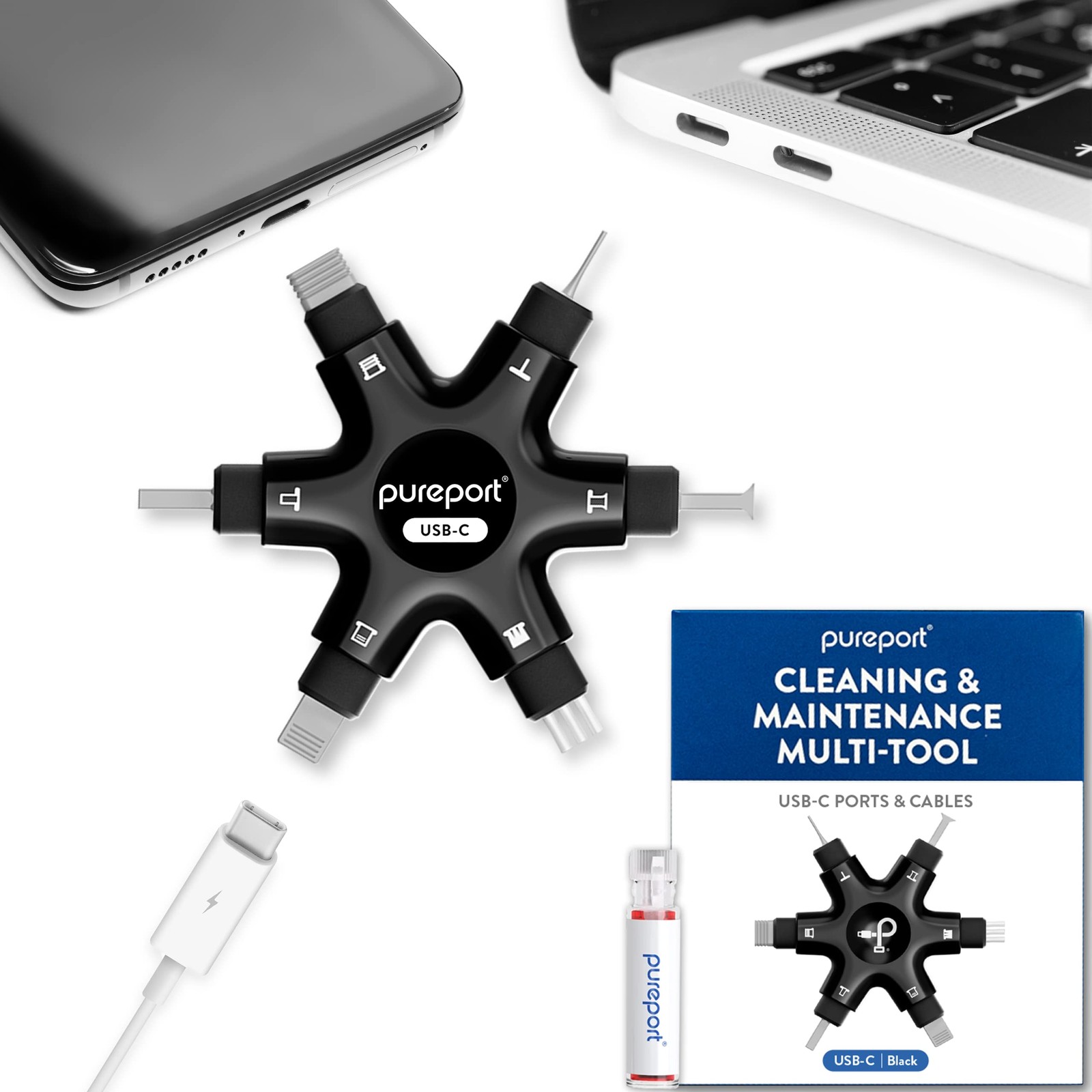 PurePort USB-C Multi-Tool Kit Repair & For (Black), (Black)