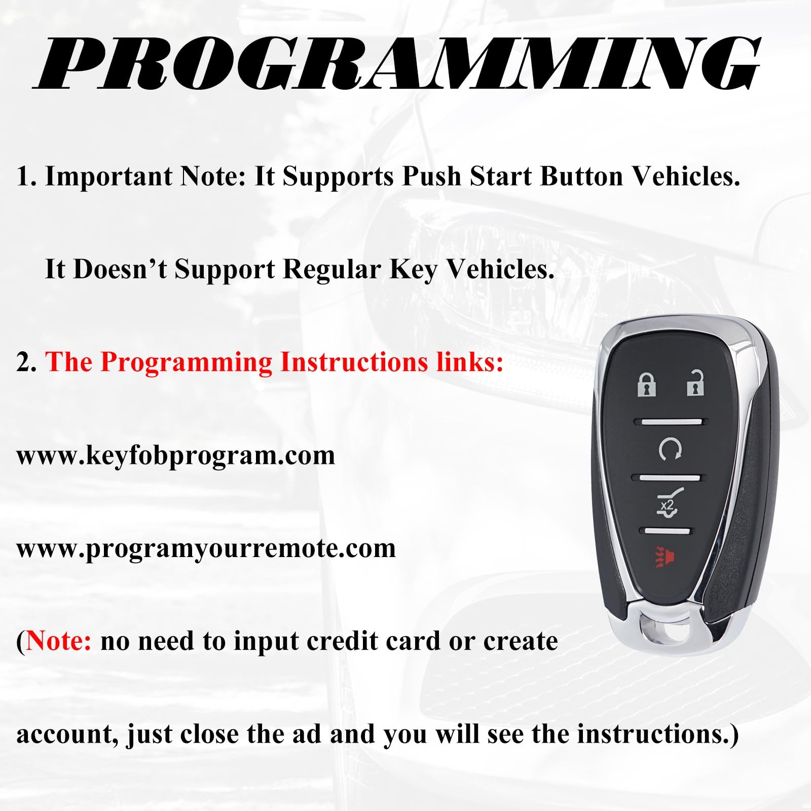 SUPALAND Proximity Smart Key Fob Replacement Fits for 2018 2019 2020 Black