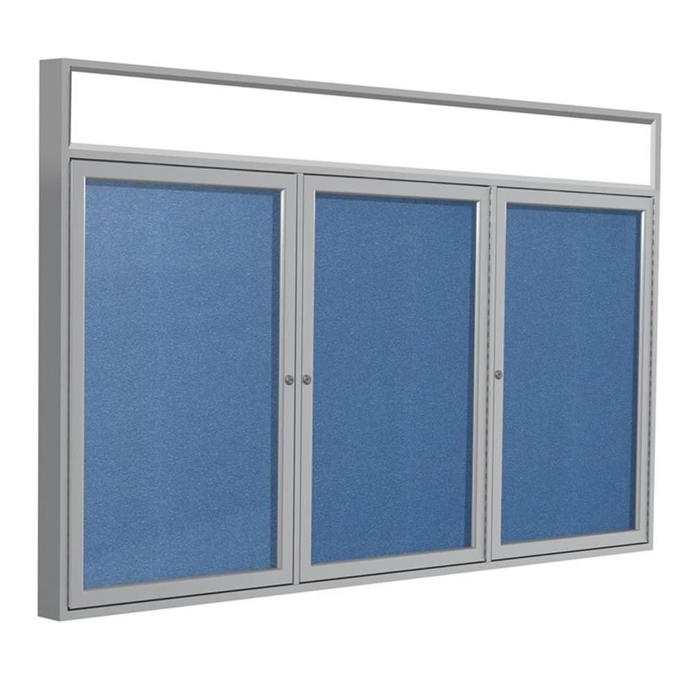 Ghent's Vinyl 48" x 72" 3 Door Enclosed Bulletin Board in Ocean Blue
