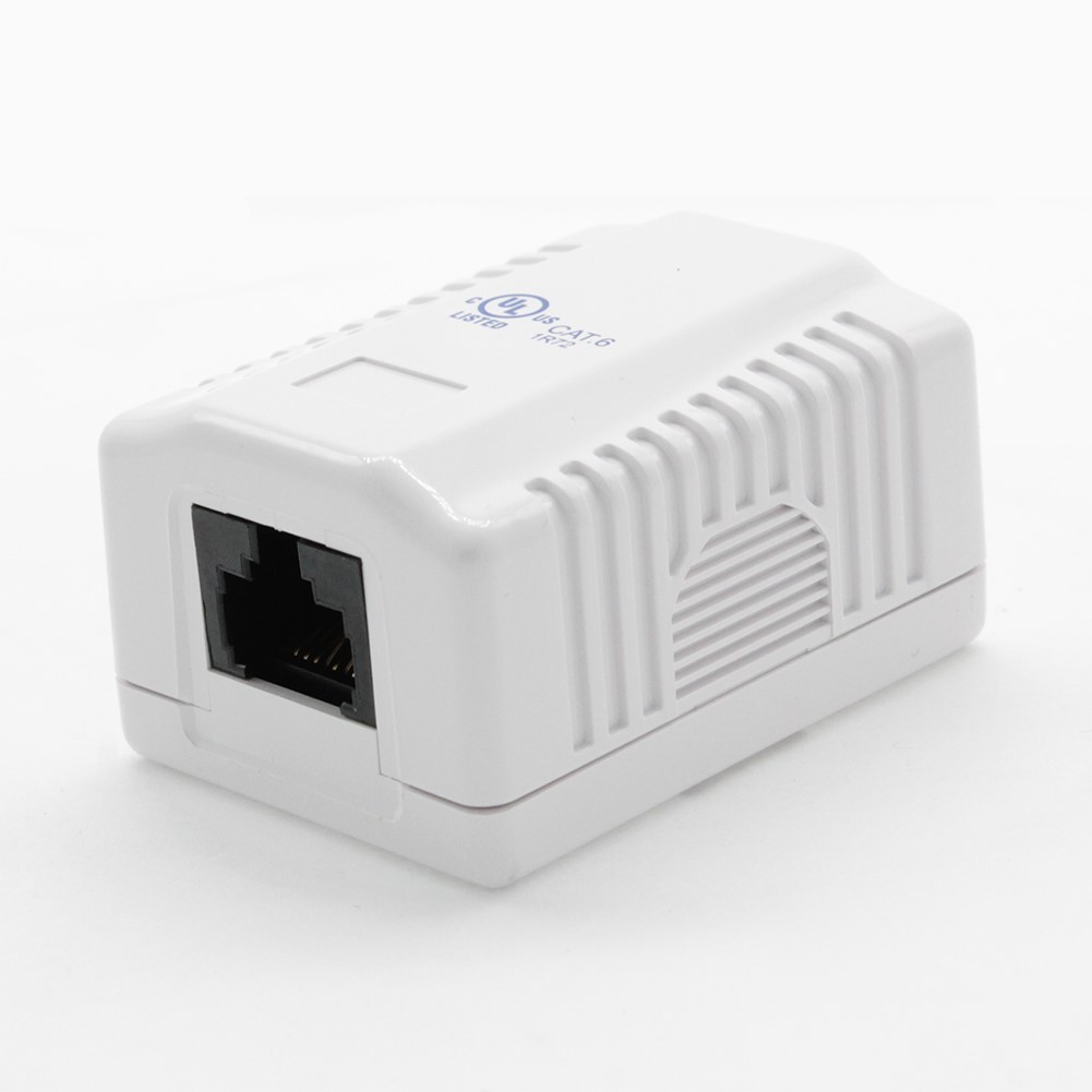 1 Port CAT6 RJ45 8P8C Network LAN Ethernet Cable Wall Surface Mount Box White