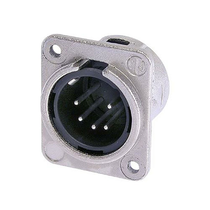 Neutrik NC5MDM3-L-1 5-Pin XLR Male, Solder Cups, Nickel with M3 Threaded Mountin