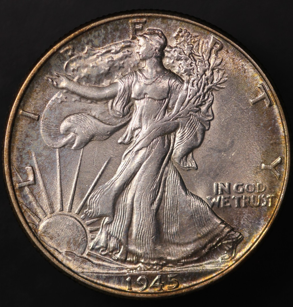 1945 WALKING LIBERTY HALF DOLLAR | FRESH FROM A COLLECTION | TONED | LOT CC-1161