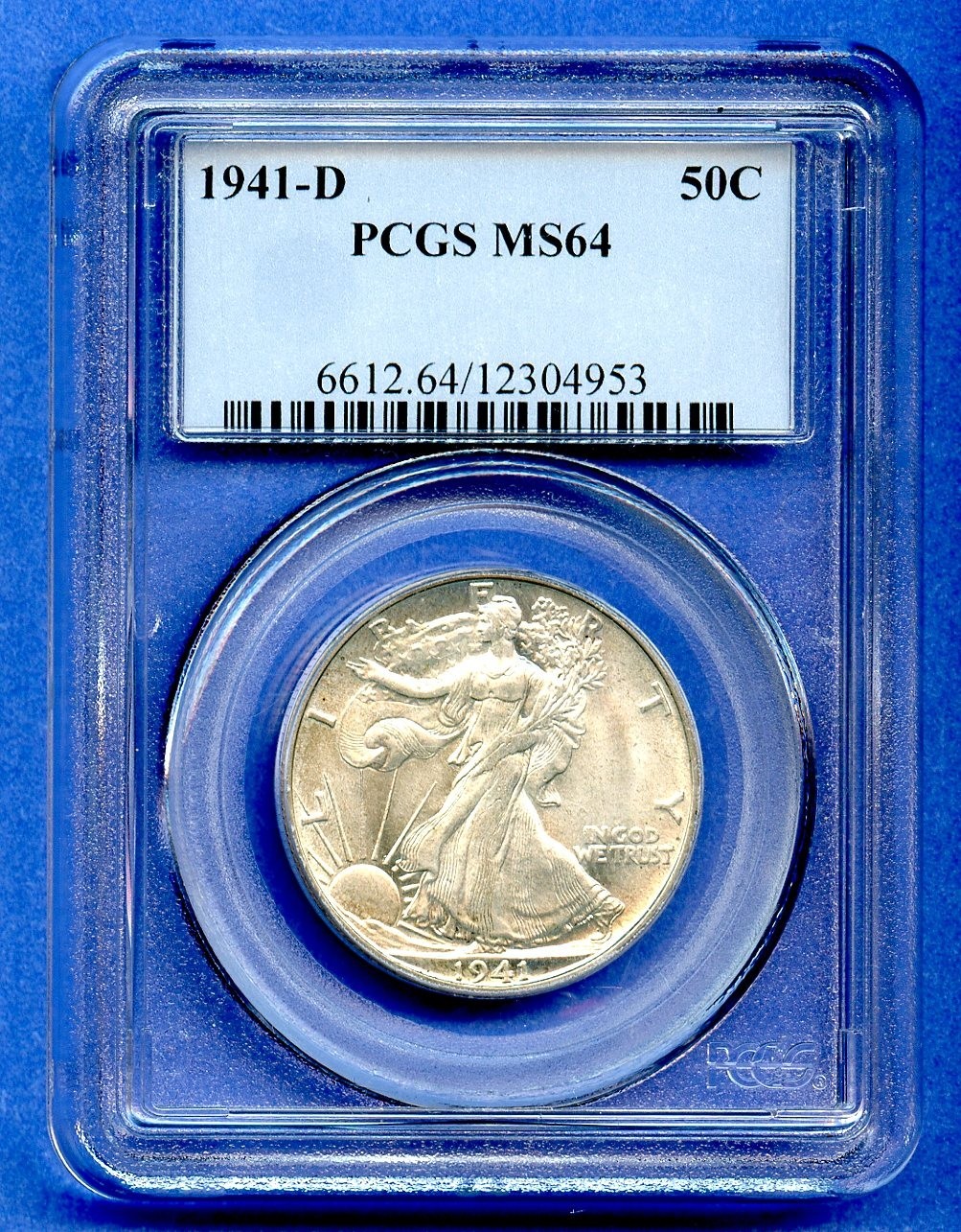 1941 D PCGS MS64 Walking Liberty US Silver Half 50c MS-64 OBH Blast White