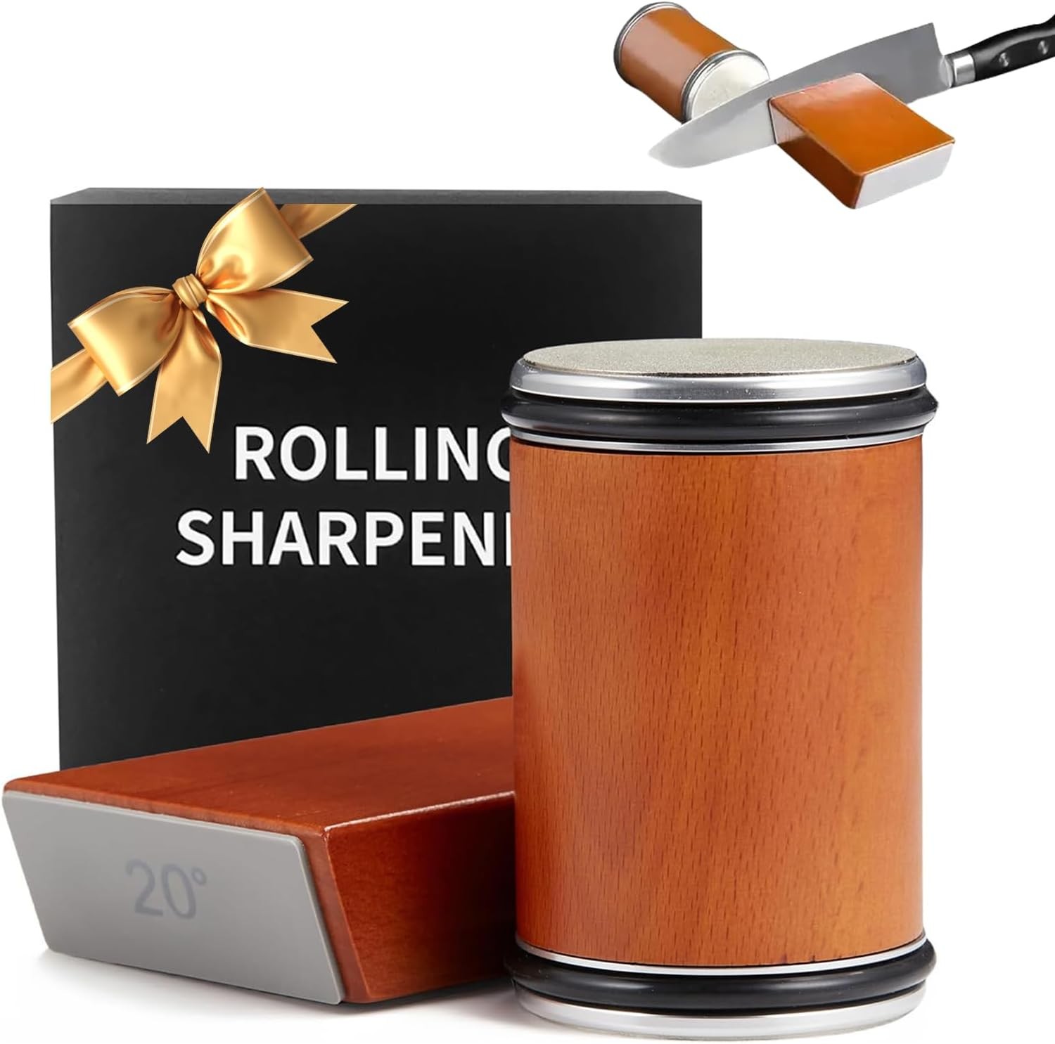 Diamond Rolling Knife Sharpener Straight Edge Sharpening Roller w/ Magnetic Base