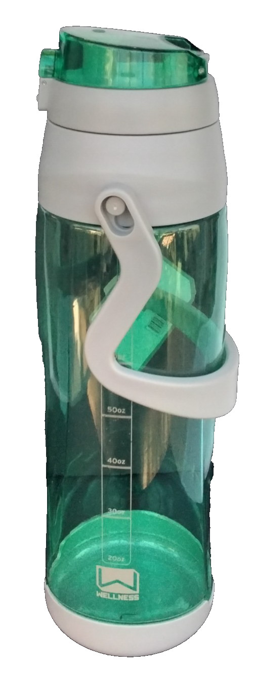 Wellness 88 oz/2600 ml Clear Green Sports Water Bottle NEW BX1