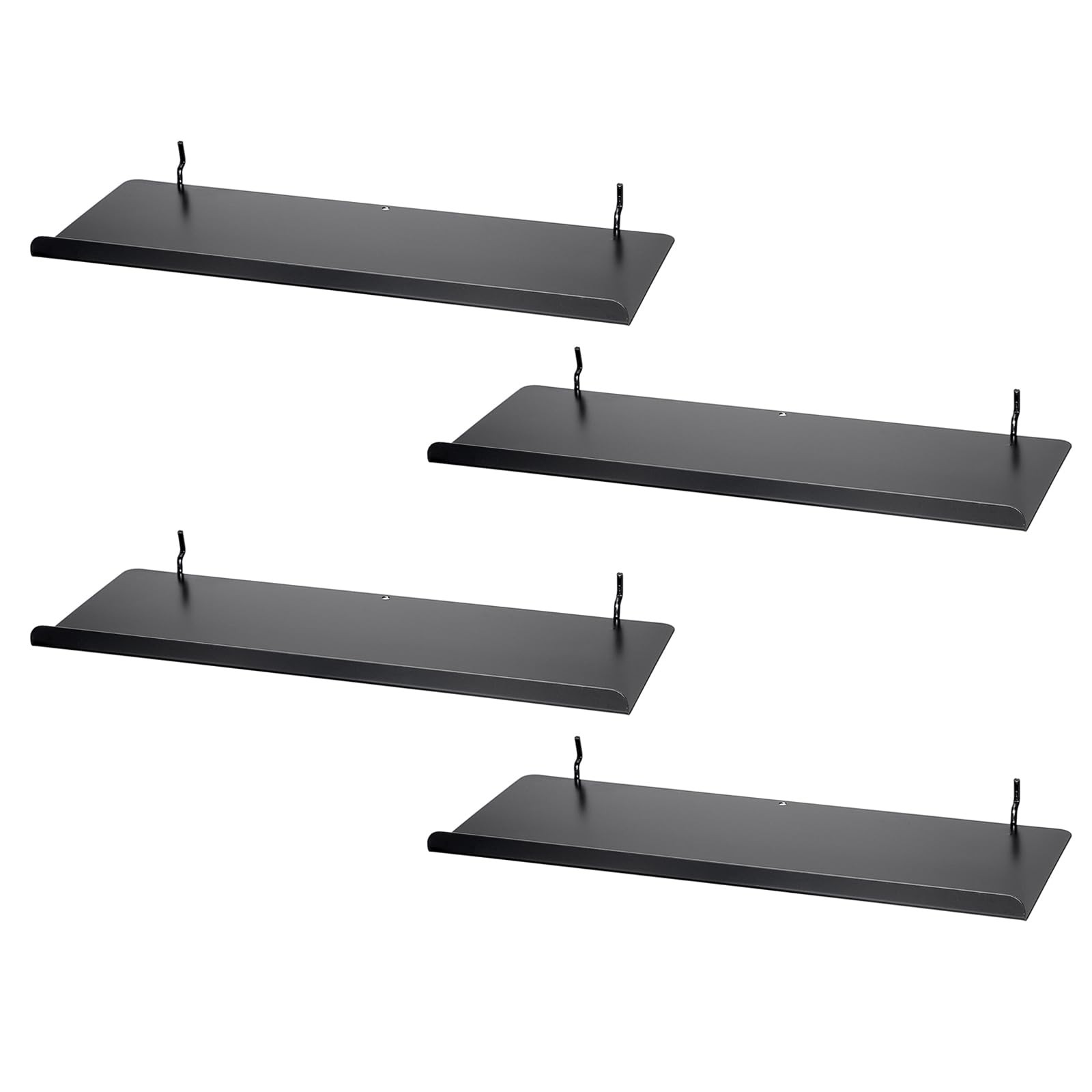 4 Pack Pegboard Shelves with Lip - 15 x 5.5 in - Black Metal Shelf Pegboard S...