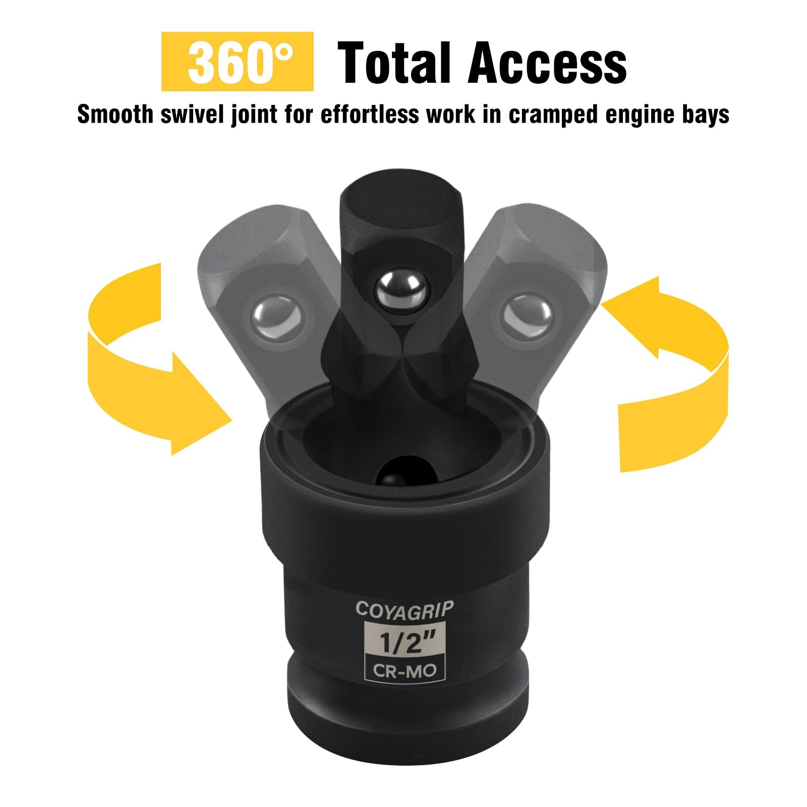Impact Universal Joint Swivel Socket Set, 3-Piece 1/2'', Black
