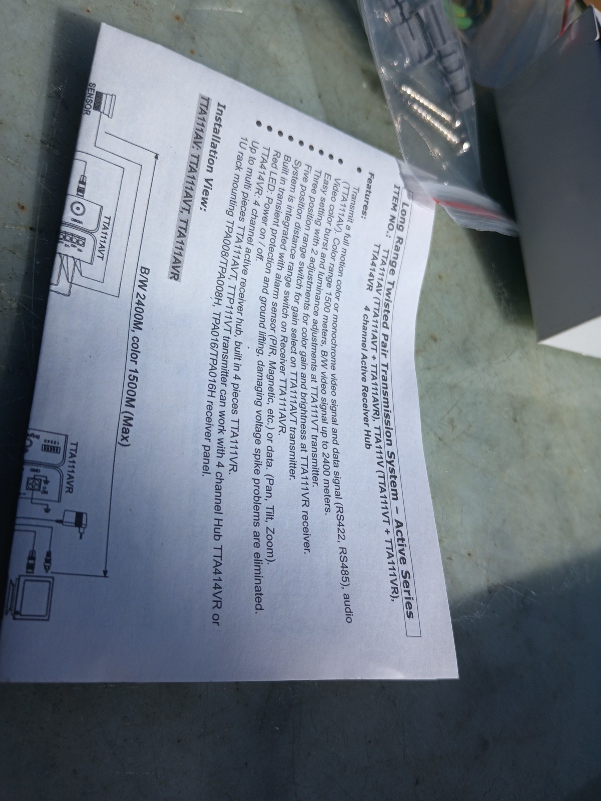 SC&T TTA111VR-1 Long Range Twisted Pair Transmission System