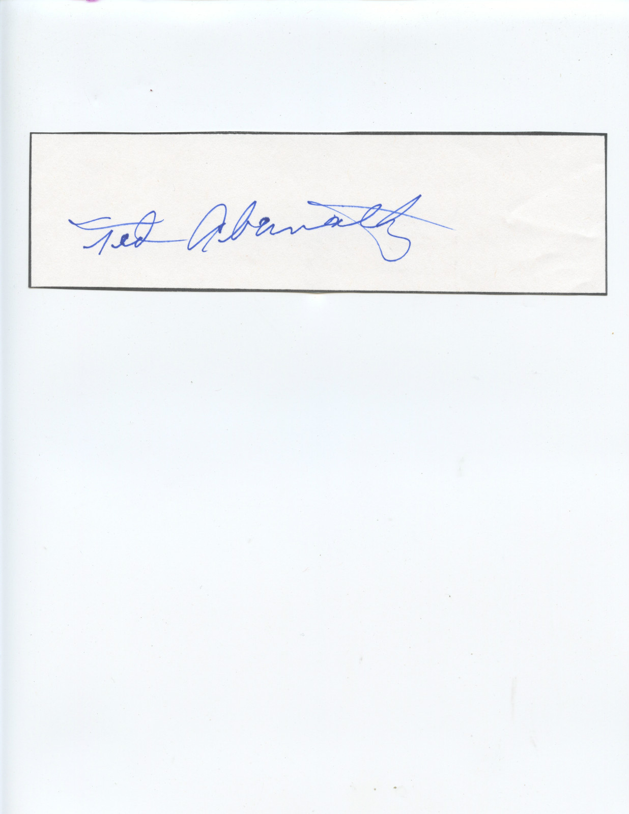 DECEASED SENATORS, REDS, CUBS, AND BRAVES PITCHER "TED ABERNATHY" SIGNED PAGE