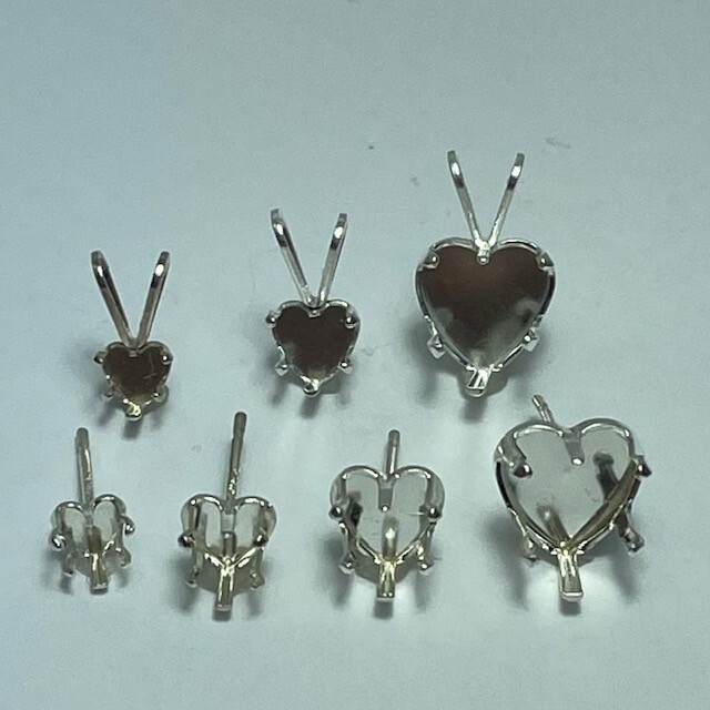 Sterling Silver Snap Heart Shape Earring and Pendant Jewelry findings Multi Pack