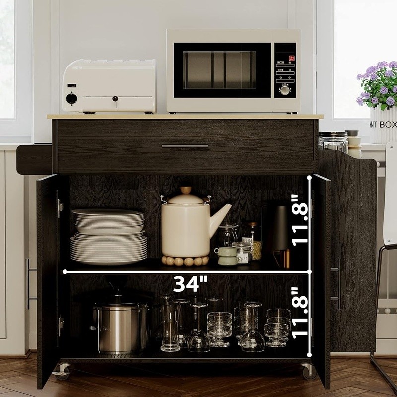 Multifunctional Kitchen Island Drop Leaf Countertop Storage Rolling Cart New