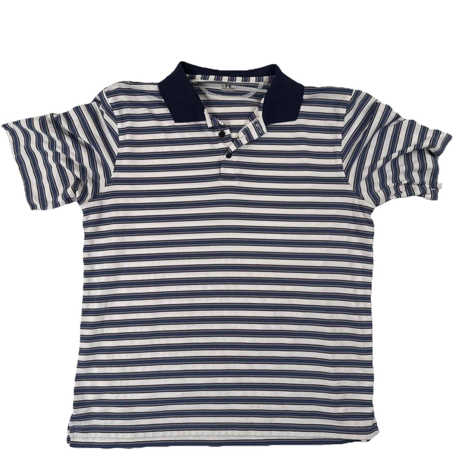 Callaway Golf Men’s XL Blue White Striped Polo Shirt Performance Dry Fit