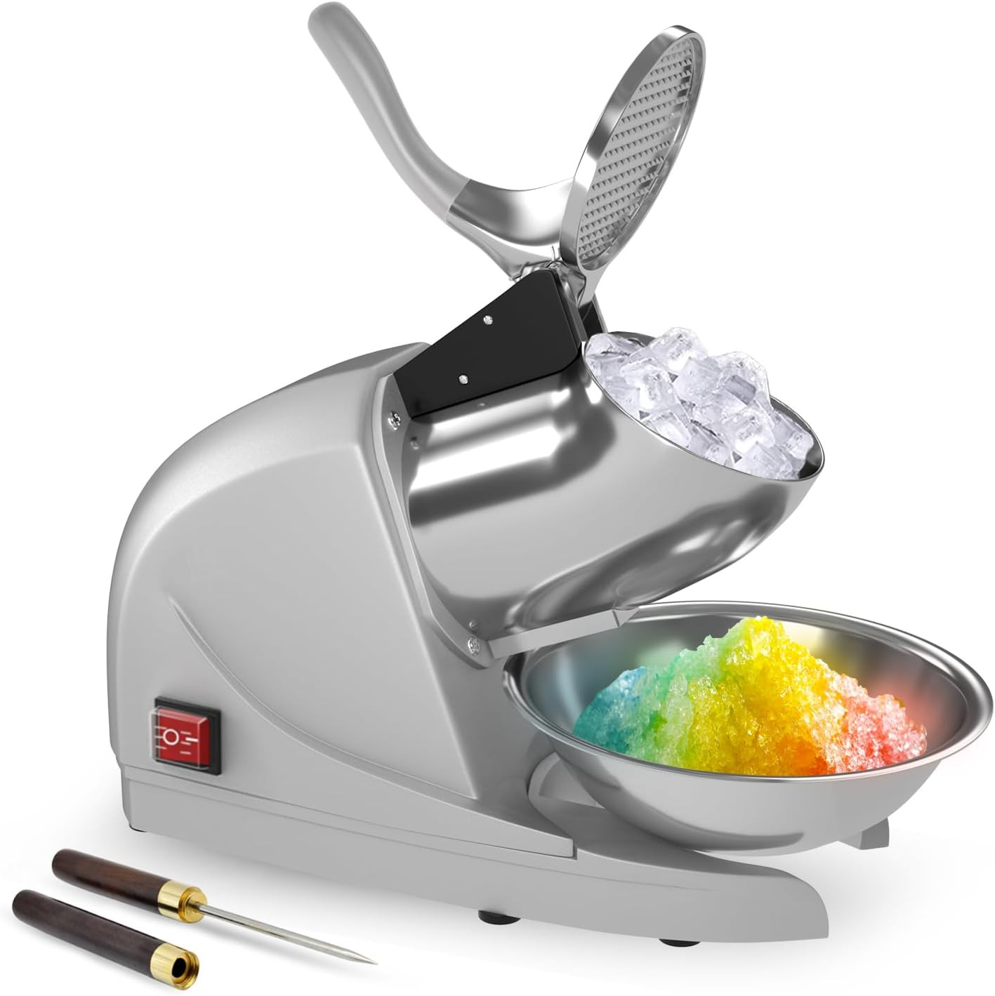 Shaved Ice Machine 380W Snow Cone Machine 3 Stainless Steel Blades Ice Shaver Ma