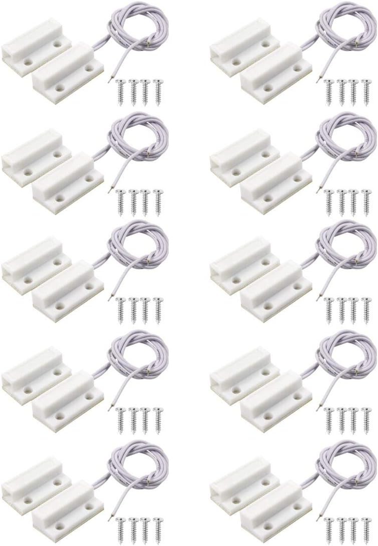 MC 38 Surface Mount Wired NC Door Sensor Alarm Magnetic Reed Switch White 10