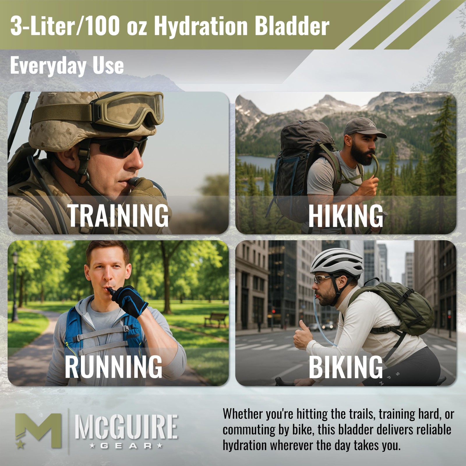 M MCGUIRE GEAR Hydration Bladder 3L/100 oz. Water Bladder Leak Proof Hydration