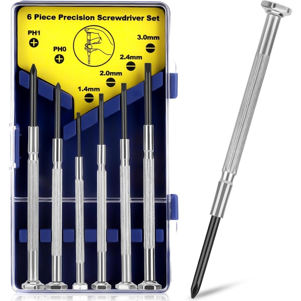 6-Piece Mini Screwdriver Set Flathead and Head for Watch Repair Jewelry