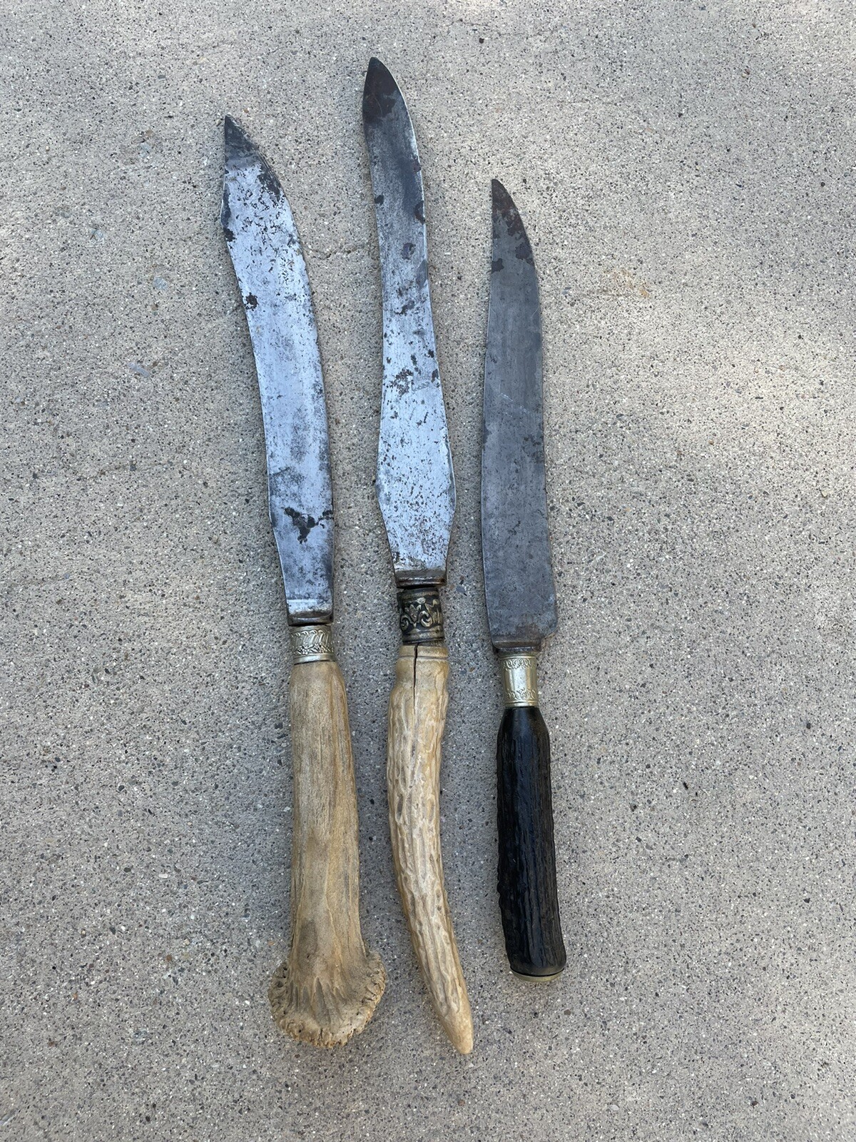 Vintage Lot Of 3 Used Carving Knife Knives Stag Handles Mixed Lot