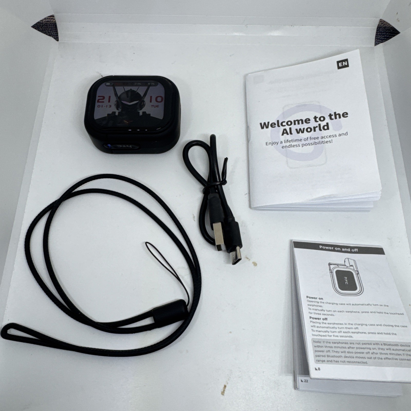 HTC NE20 Bluetooth 6.0 Earphones AI Translator Wireless Earbuds LCD Touch 👑