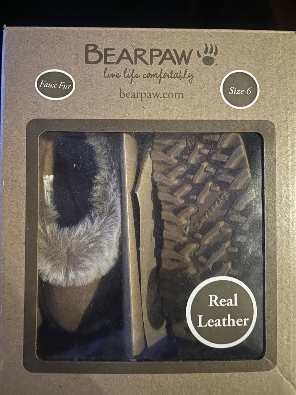BEARPAW  Brown Faux Fur Lined Slip-On Slippers Size 6 toddlers