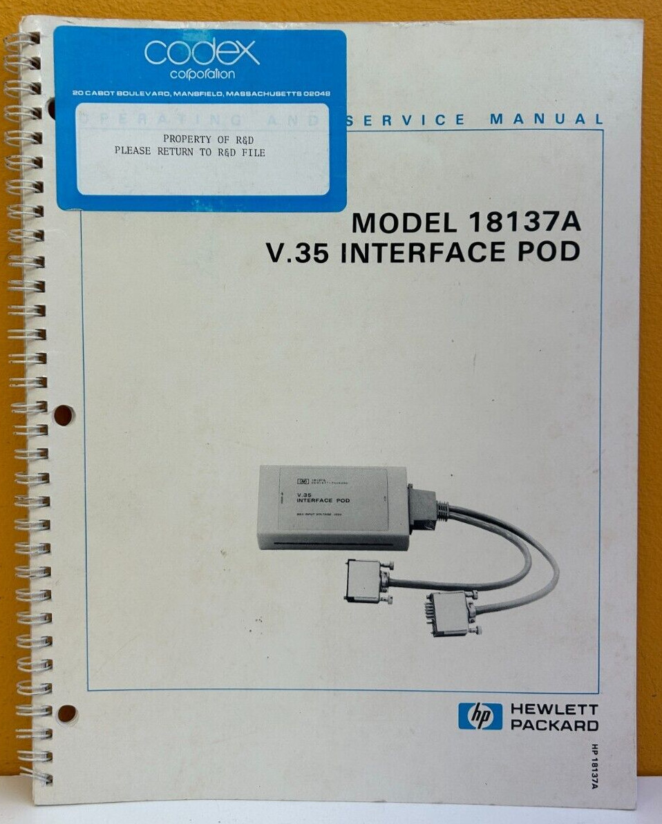 HP / Agilent 18137-90001 1983 18137A V.35 Interface Pod Oper. & Service Manual.