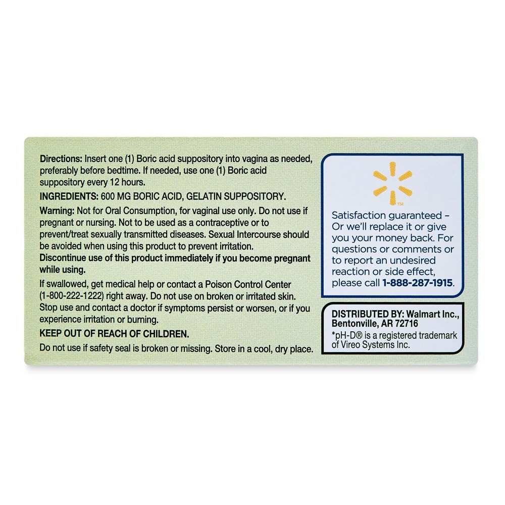 Boric Acid Vaginal Suppositories for Vaginal Odor, 30 Count