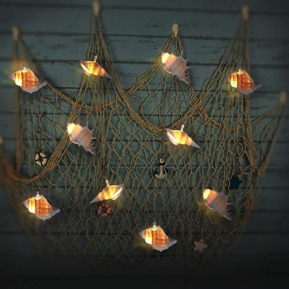 Natural Conch LED String Lights, 10 Ft 10 LED Battery Powered Waterproof Low ...