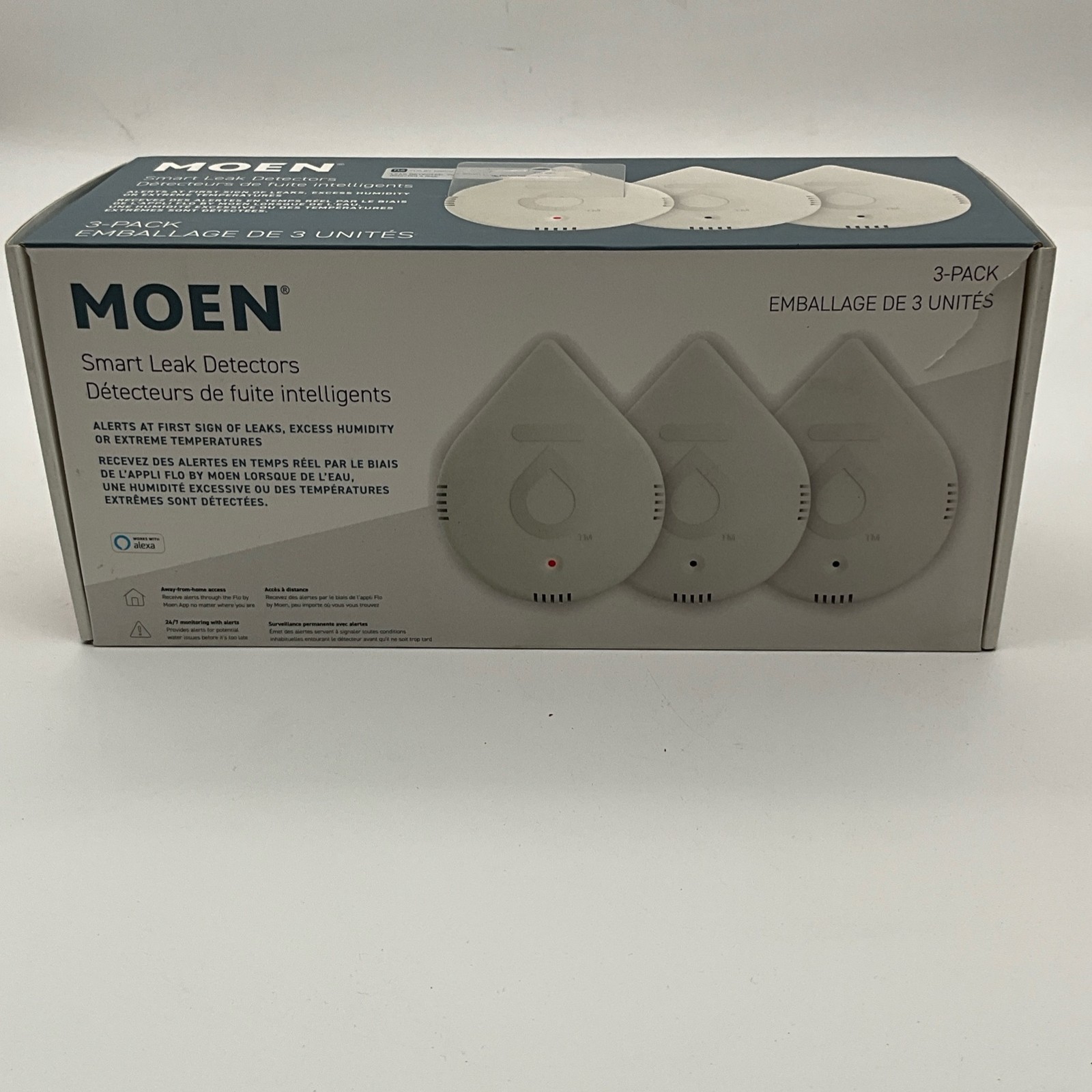 Water Leak Detector Smart Flo Sensor Alarm 3 Pack White Moen 920-005 Home