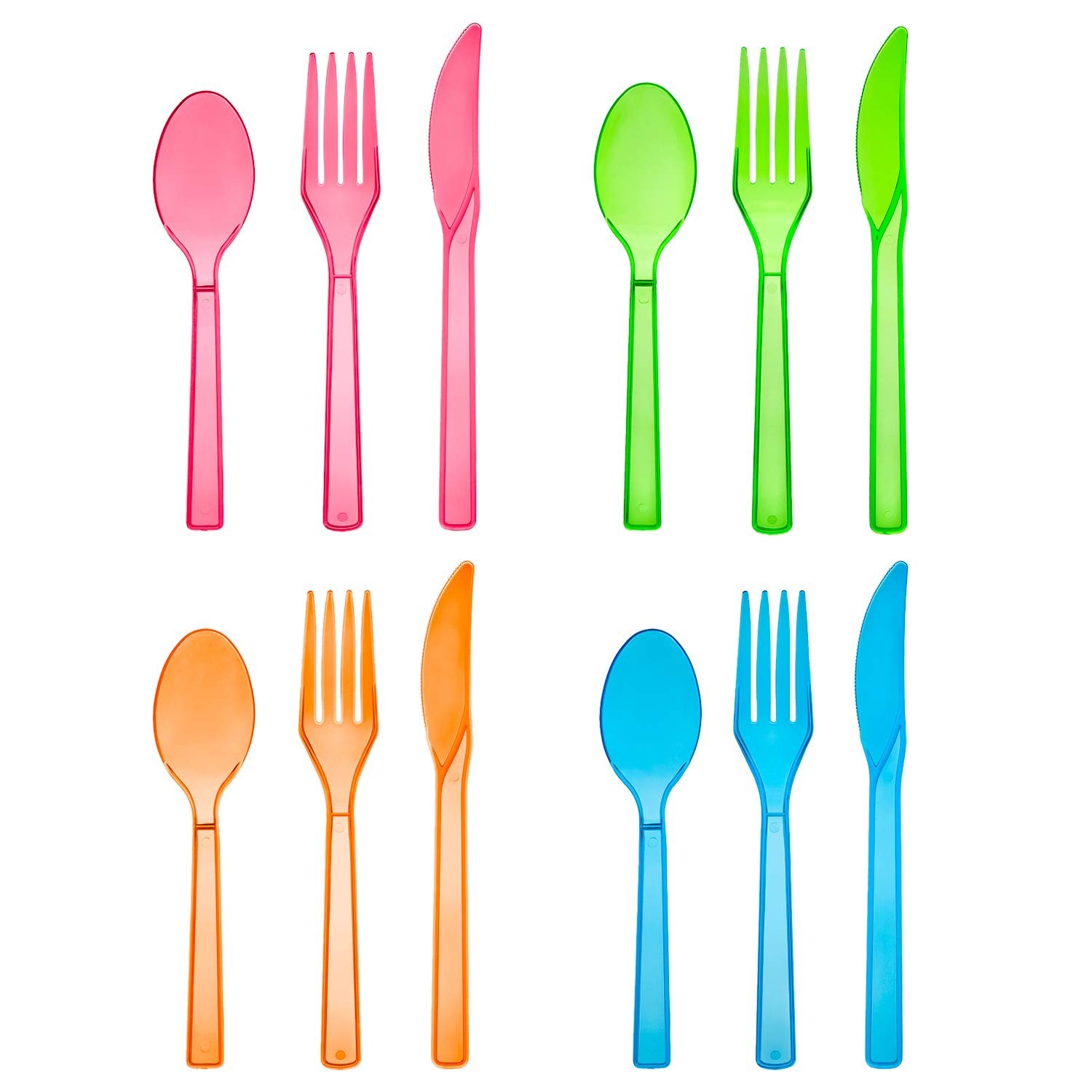 Party Essentials Hard Plastic Cutlery Combo Pack, 64 Place Settings, Assorted...