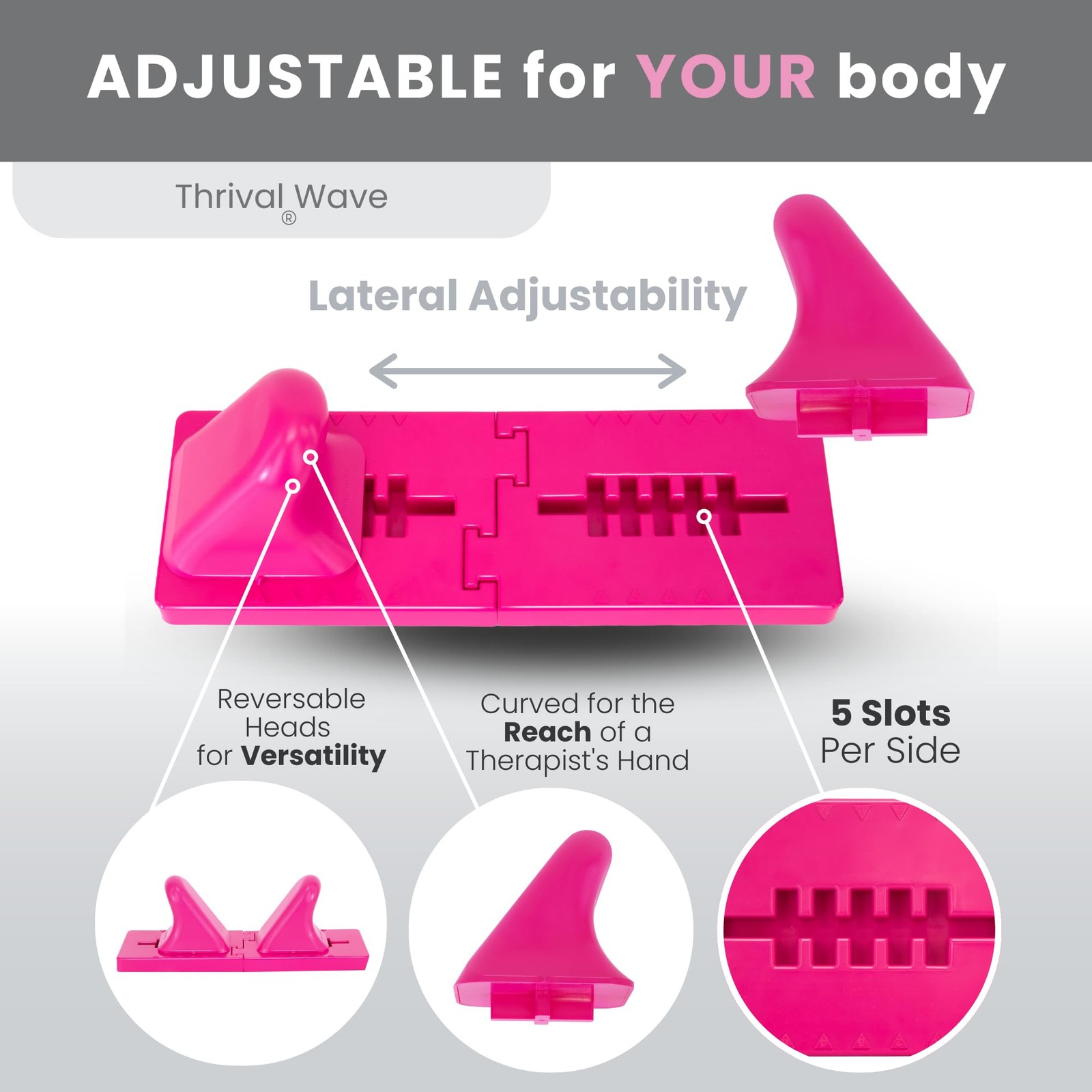 Thrival Wave - Fully Adjustable Psoas, Back and Hip Flexor Wave, Pink