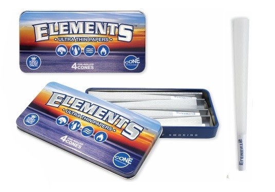 ELEMENTS PRE-ROLLED CONE TIN KING SIZE (4 count) + NEW ELEMENTS LIGHTER
