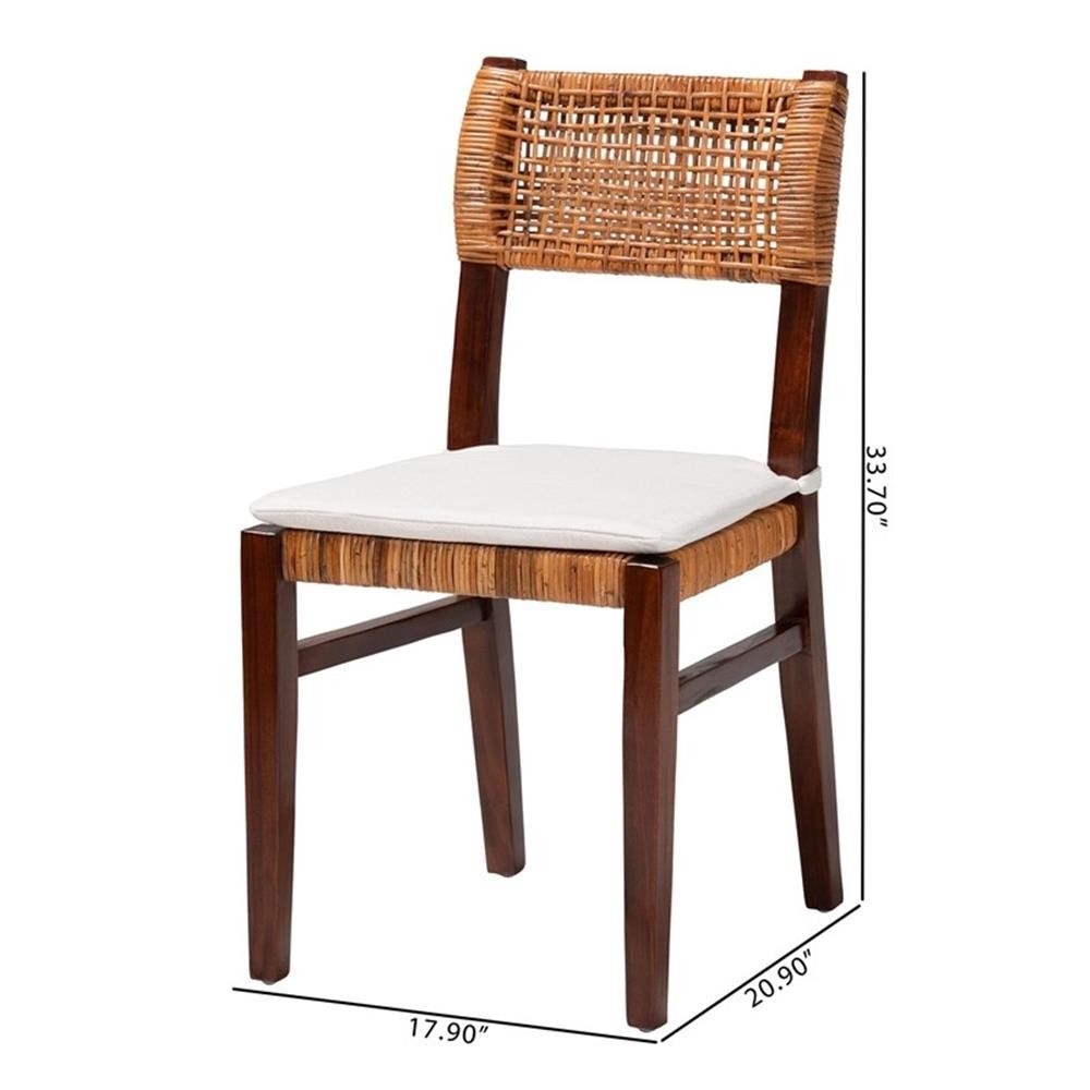 Bowery Hill Bohemian Light Honey Rattan and Dark Brown Wood Dining Chair