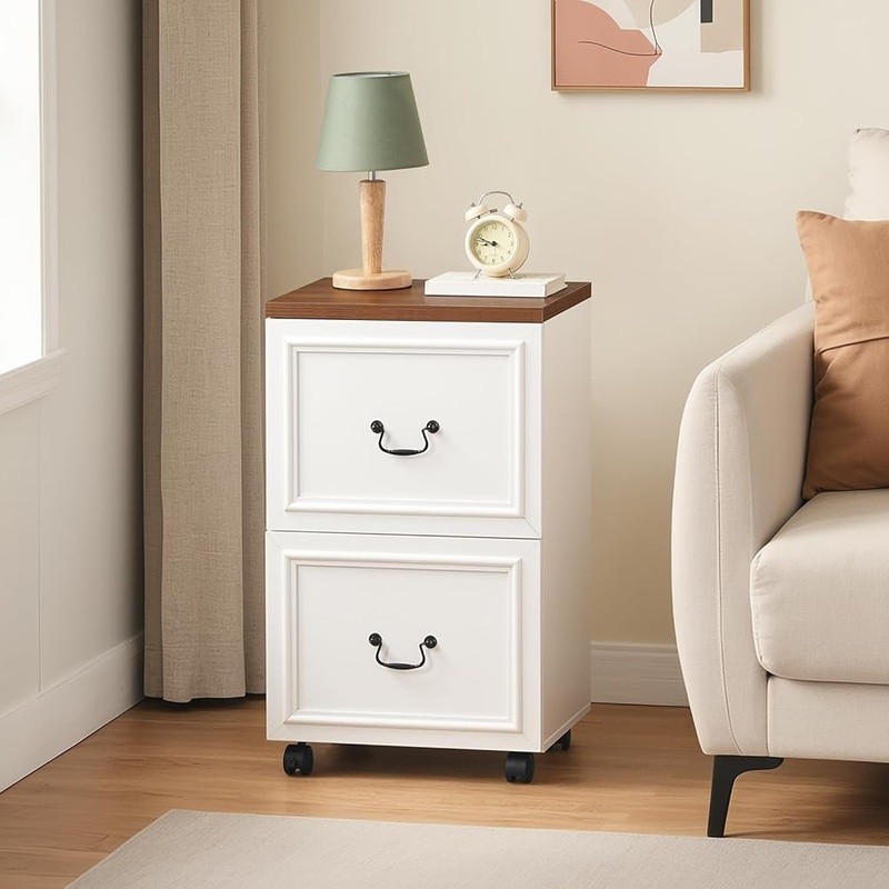 Versatile Rolling File Cabinet W/ Smooth Adjustable Hanging Rods Office Storage