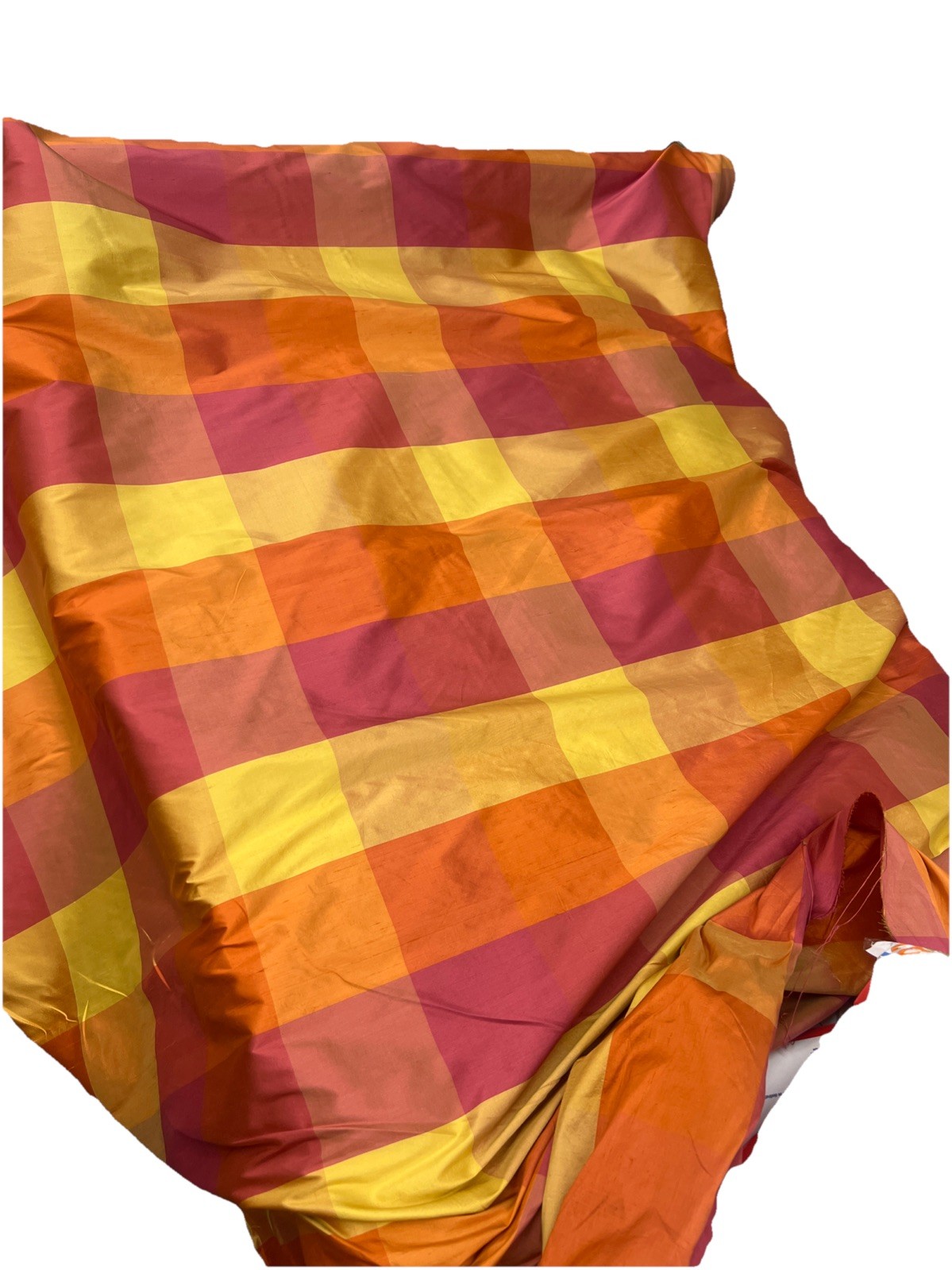 Dupioni Stripes 100% Silk Fabric 54" Wide, (502 )Sold By Yard Orange/pink/yellow