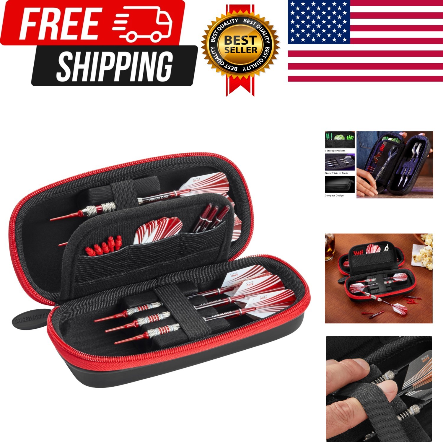 Sentry Dart Case Slim EVA Shell for Steel and Soft Tip Darts, Hold 6 Darts an...